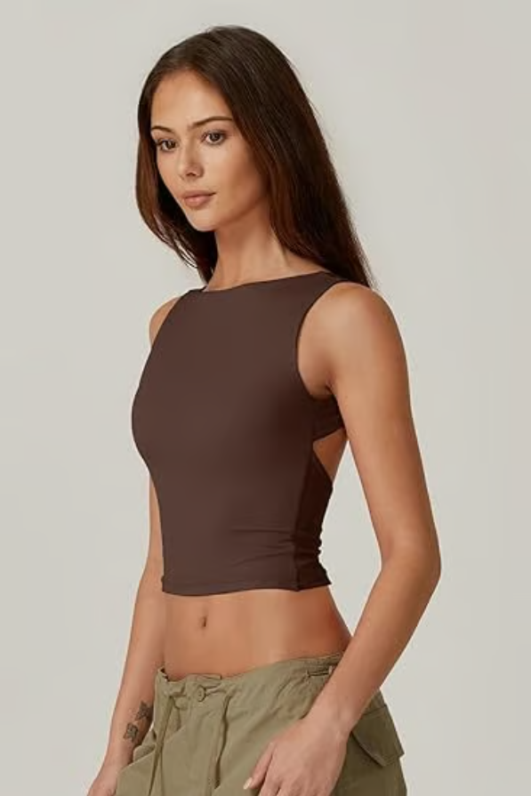 Women's Sexy Open Back Sleeveless Crop Tank