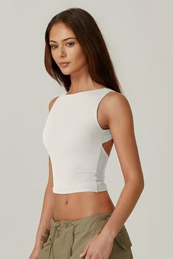 Women's Sexy Open Back Sleeveless Crop Tank