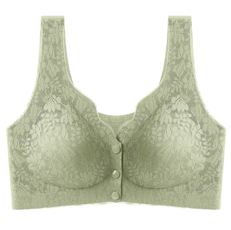 Lace jacquard front button plus size comfortable bra