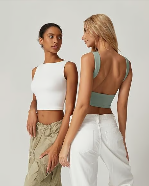 Women's Sexy Open Back Sleeveless Crop Tank
