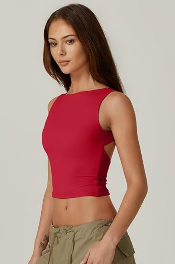 Women's Sexy Open Back Sleeveless Crop Tank