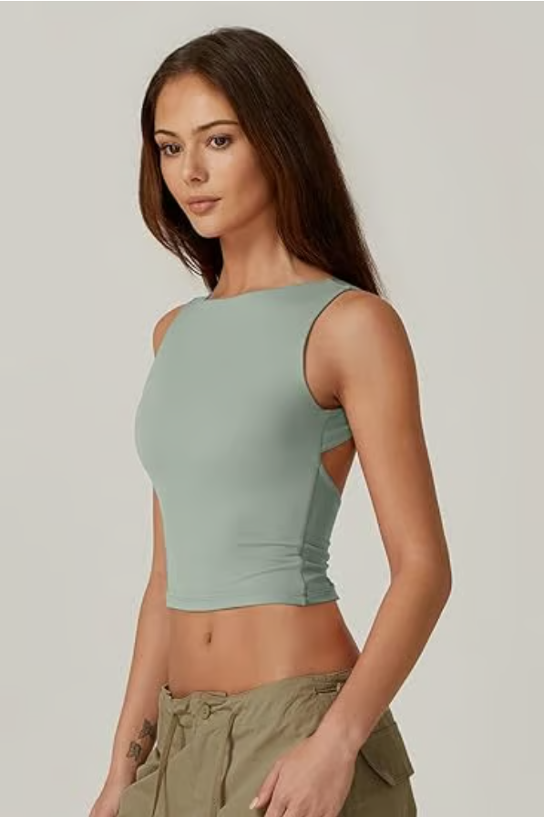 Women's Sexy Open Back Sleeveless Crop Tank
