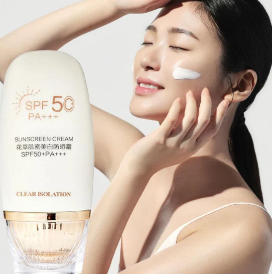 Flower Extract Skin Brightening Sunscreen Cream SPF50+