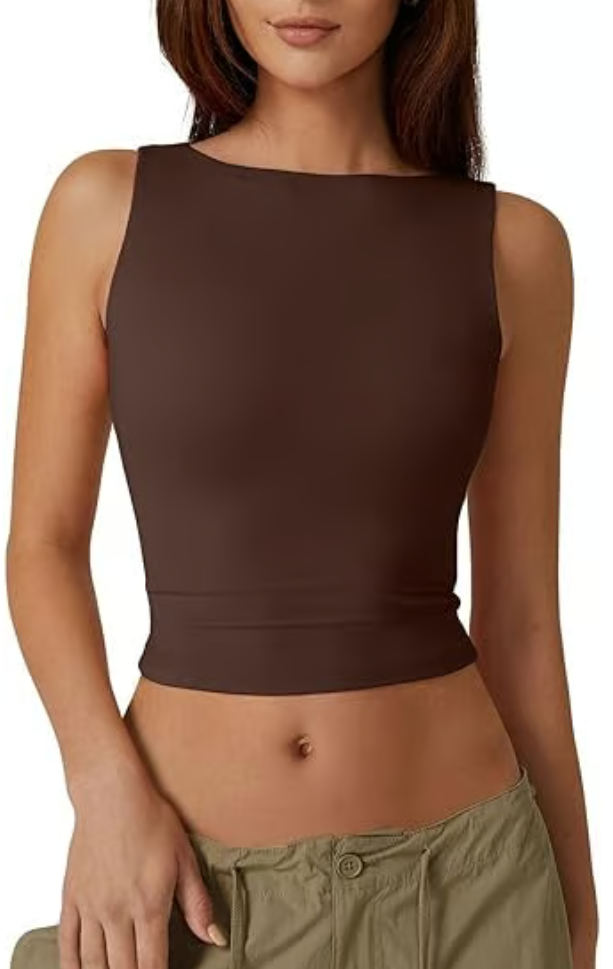 Women's Sexy Open Back Sleeveless Crop Tank