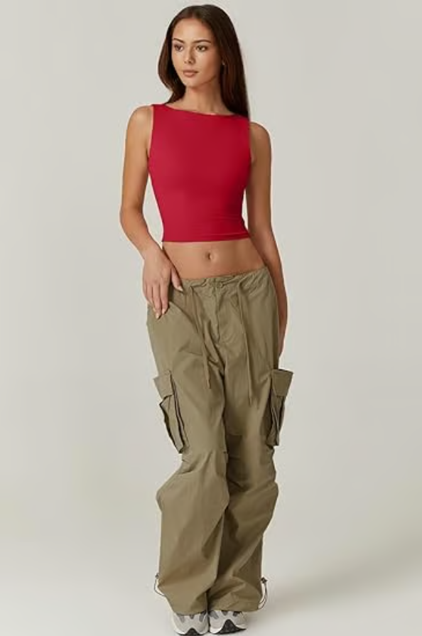 Women's Sexy Open Back Sleeveless Crop Tank