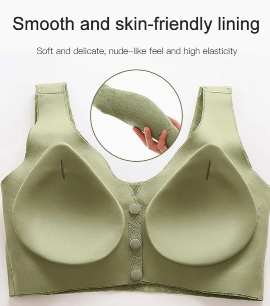 Lace jacquard front button plus size comfortable bra