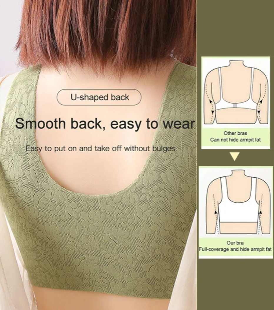 Lace jacquard front button plus size comfortable bra