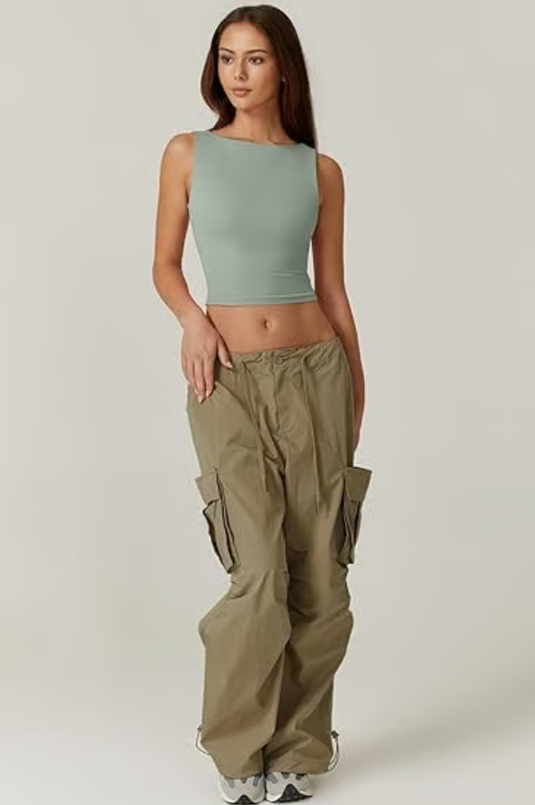 Women's Sexy Open Back Sleeveless Crop Tank