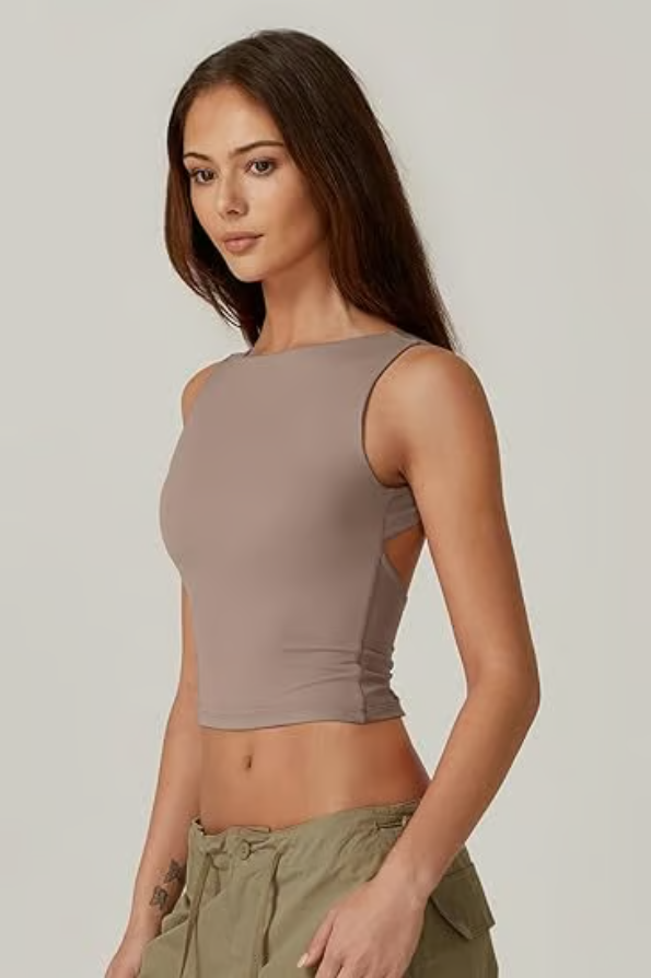 Women's Sexy Open Back Sleeveless Crop Tank