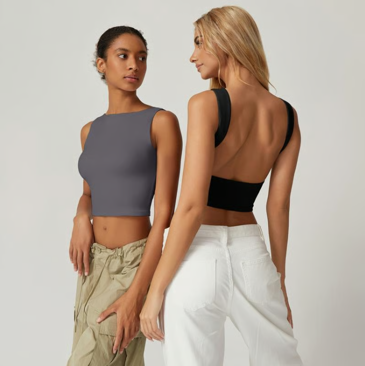 Women's Sexy Open Back Sleeveless Crop Tank