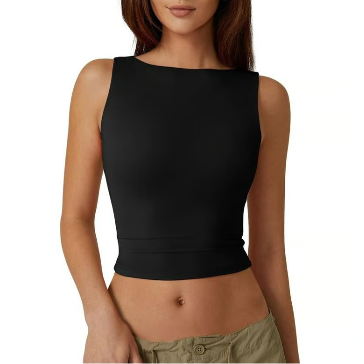 Women's Sexy Open Back Sleeveless Crop Tank
