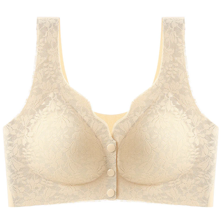 Lace jacquard front button plus size comfortable bra