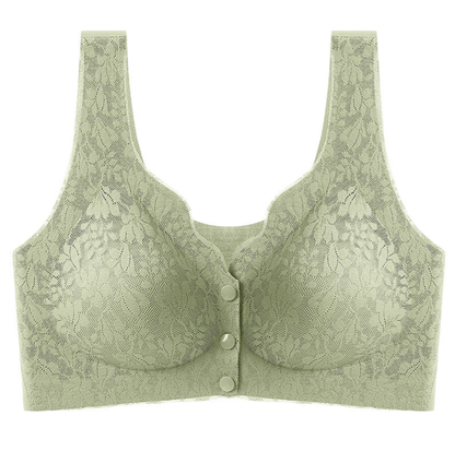 Lace jacquard front button plus size comfortable bra