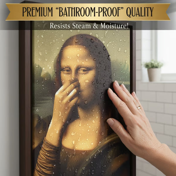 Holding Nose Bathroom Canvas Art