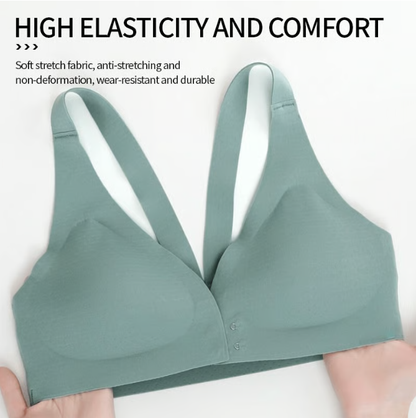 Deep V Minimizer Front Closure Push-up Wireless Bra