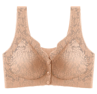 Lace jacquard front button plus size comfortable bra