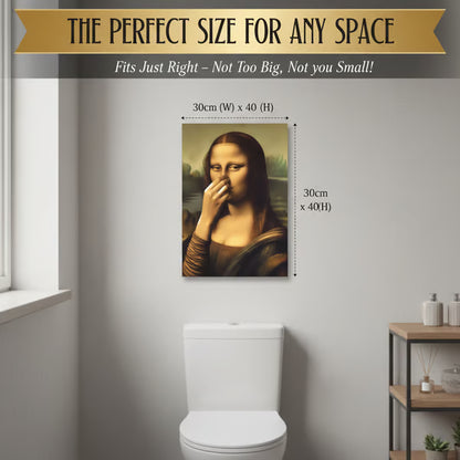 Holding Nose Bathroom Canvas Art