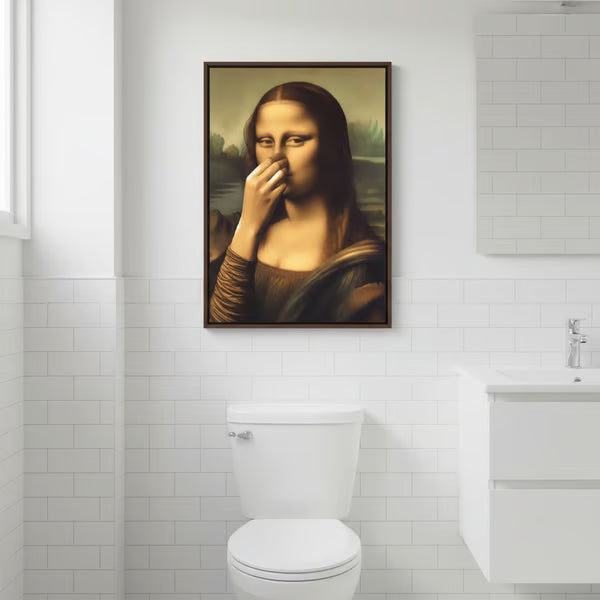 Holding Nose Bathroom Canvas Art