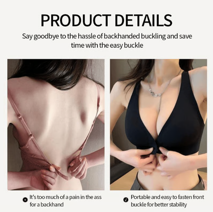 Deep V Minimizer Front Closure Push-up Wireless Bra