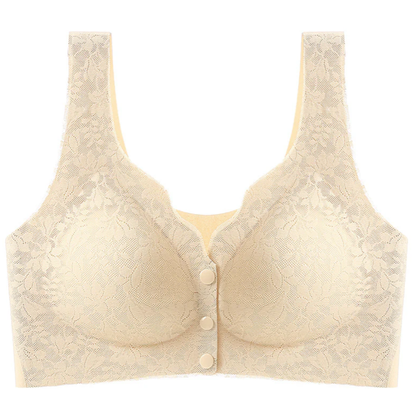 Lace jacquard front button plus size comfortable bra